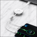 ⁦Yesido Retractable 3-in-1 Charging Cable CA117, 120cm⁩ - الصورة ⁦2⁩