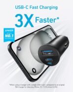 ⁦Anker PowerDrive 30W Dual-Port Car Charger (USB-C PD + USB-A) A2741H11 Black⁩ - الصورة ⁦2⁩