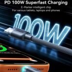 ⁦JOYROOM StarWay Series S-A63 1.2m 100W USB-C to USB-C Auto Power-Off Charging Data Cable⁩ - الصورة ⁦3⁩