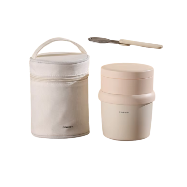 Pinkah Double-Wall Stainless Steel Vacuum Food Jar white