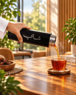 ⁦Smart Bottle Vaccum Flask 500ML Wood Design black and white⁩ - الصورة ⁦4⁩